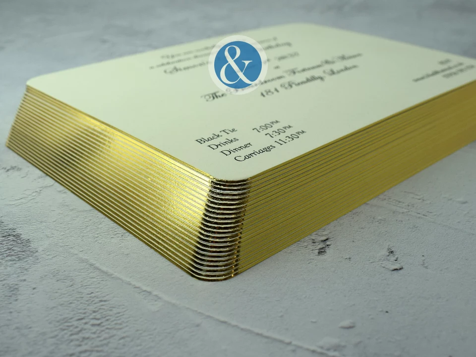 Engraved Duplexed Invitations with Gilt Edge | Bespoke Custom Print from Personalsied Stationery