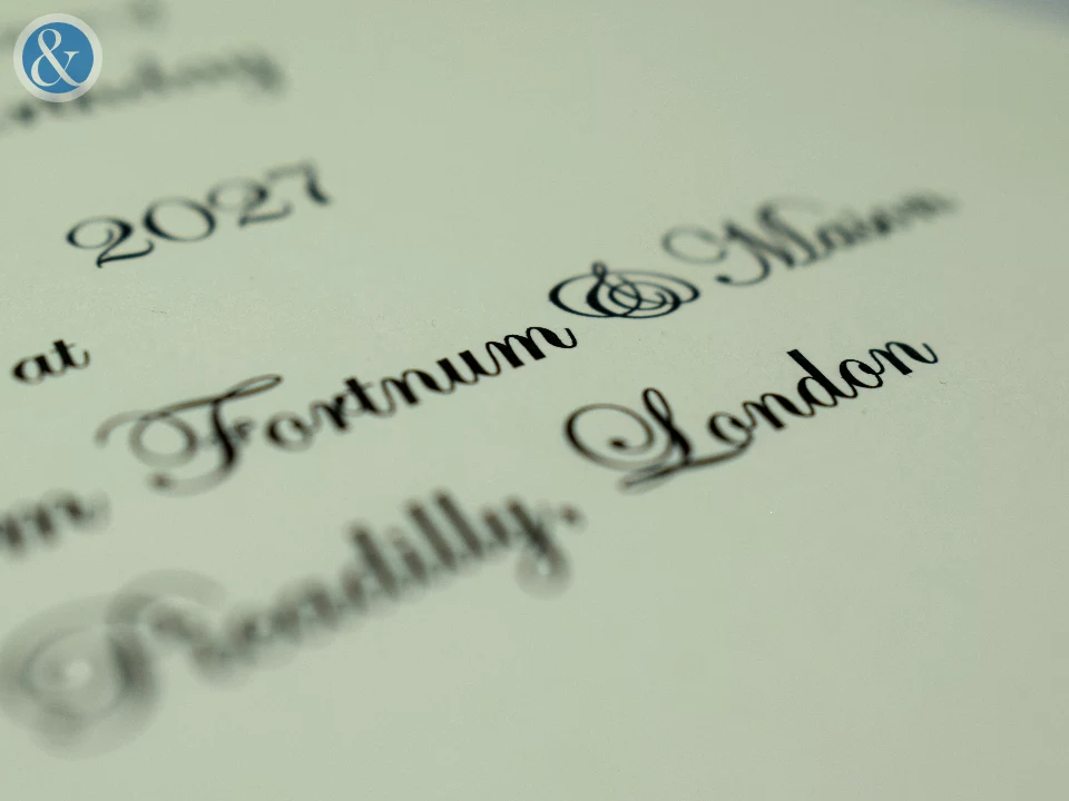 Engraved Duplexed Invitations with Gilt Edge | Bespoke Custom Print from Personalsied Stationery