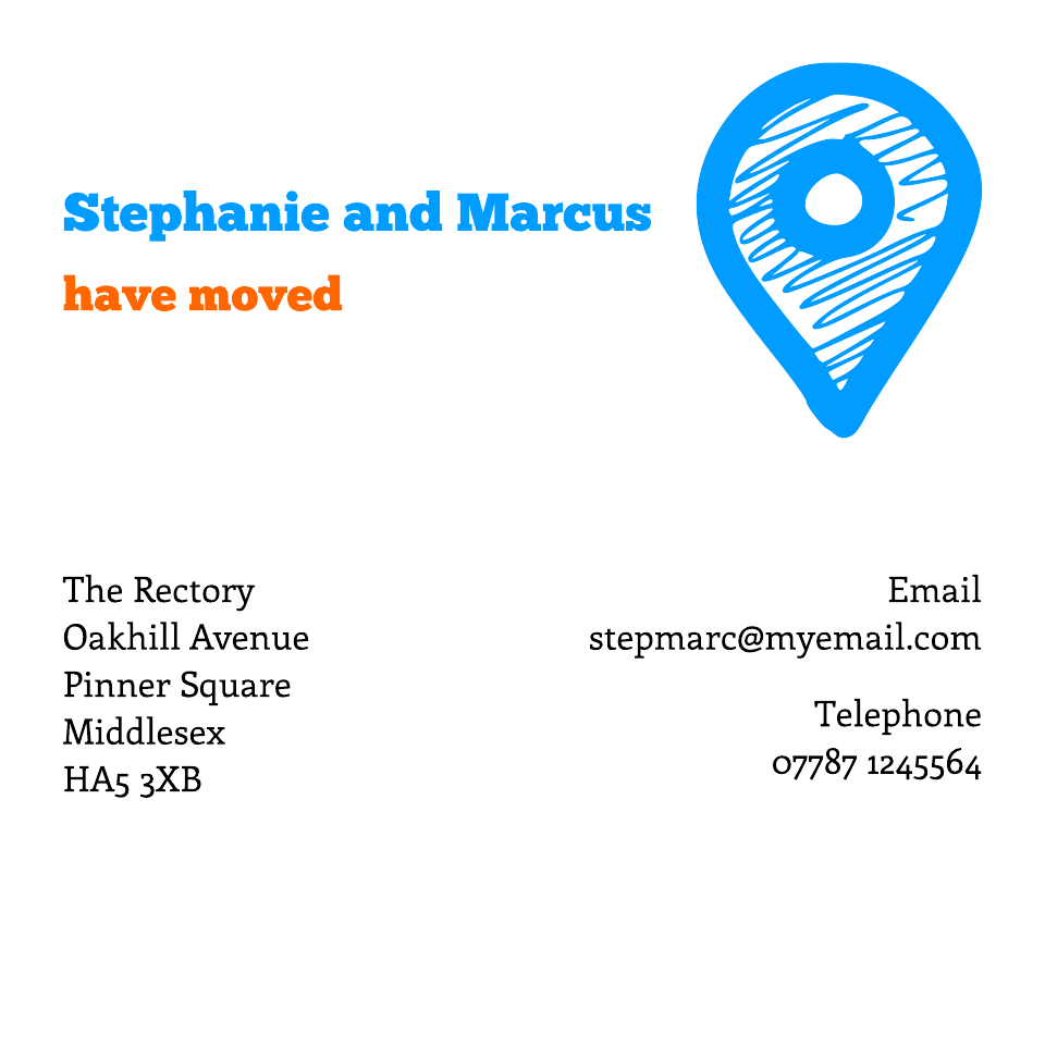 Personalised Stationery : Square Icon'ish Change of Address : Bucknall