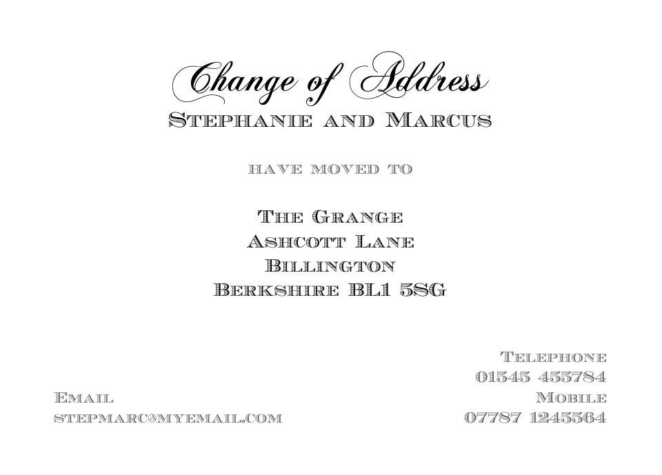 Personalised Stationery : Traditional Change of Address Cards : Buckingham