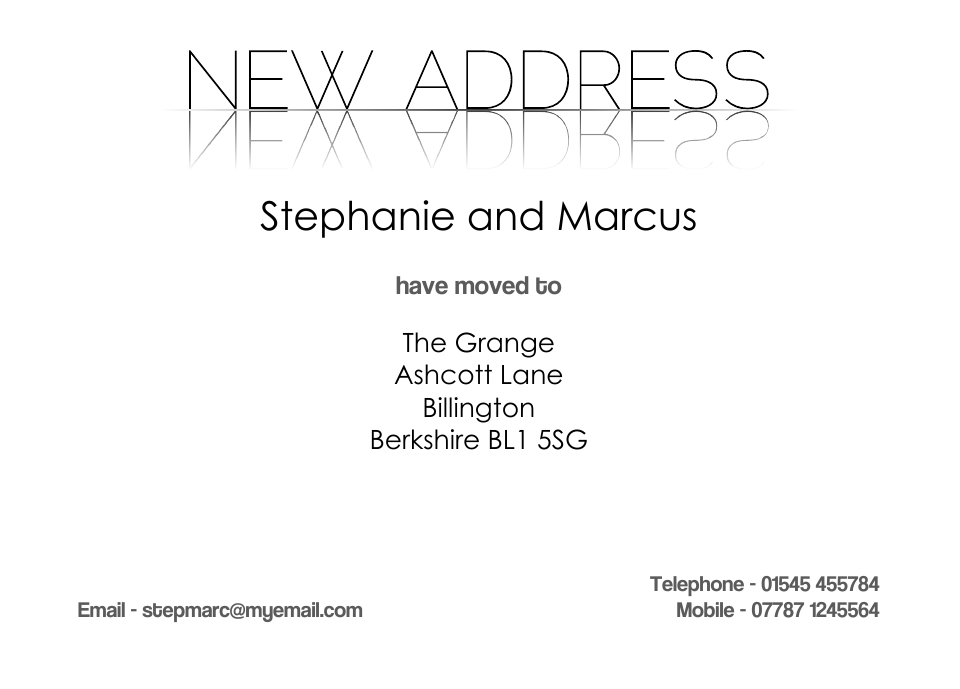 Personalised Stationery : Traditional Change of Address Cards : Claris