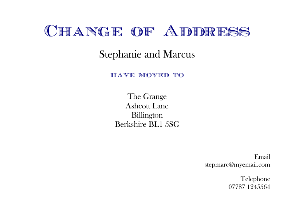 Lambeth Traditional Change of Address Cards | Design, proof and buy online | Personalised Stationery