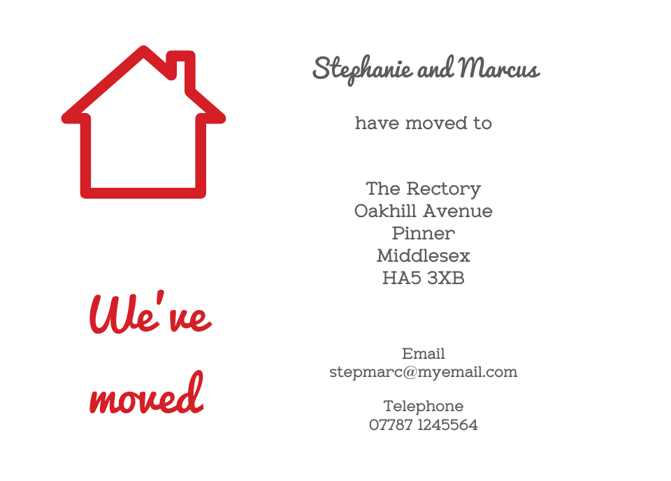 Pinner Icon'ish Change of Address Cards | Design, proof and buy online | Personalised Stationery