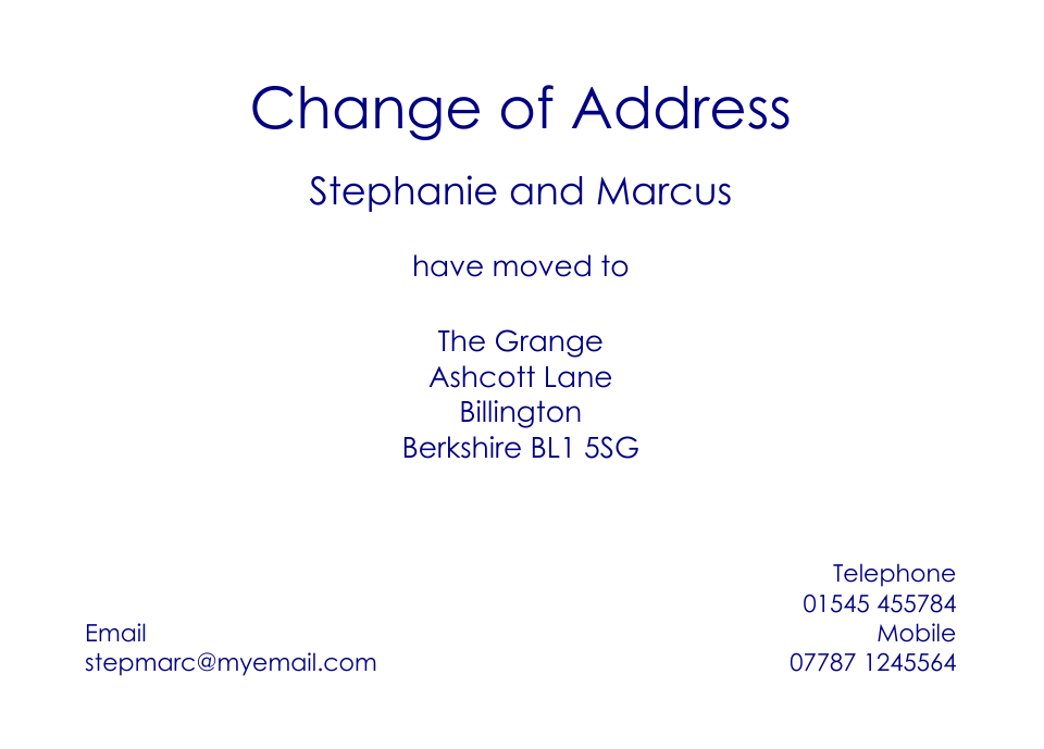 Personalised Stationery : Traditional Change of Address Cards : Westminster