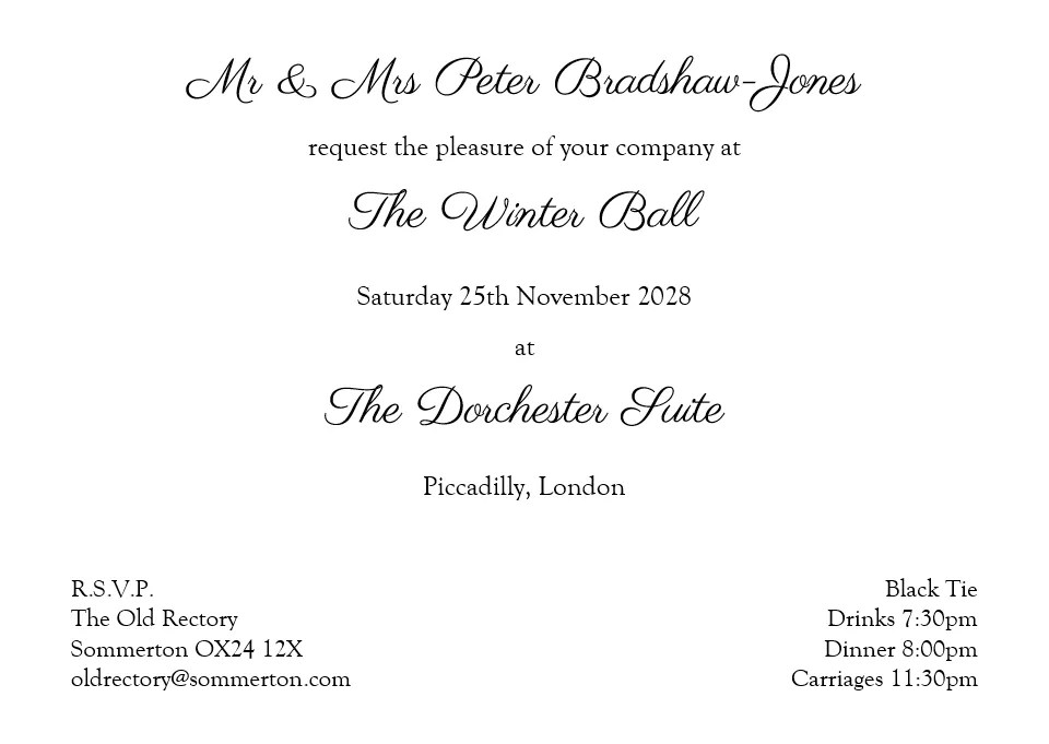 "Dorchester - A6 Invitation Ultra Cards"