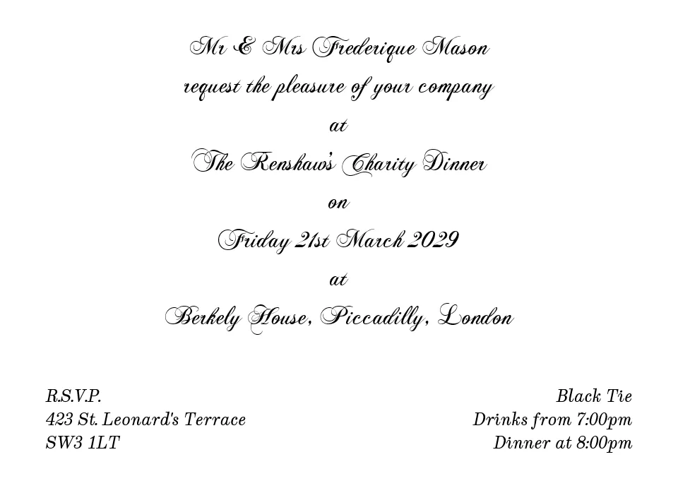 "Piccadilly - A6 Invitation Ultra Cards"