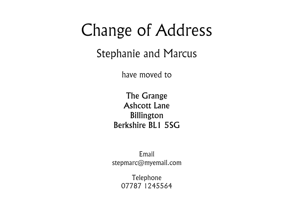 Personalised Stationery : Traditional Change of Address Cards : Victoria