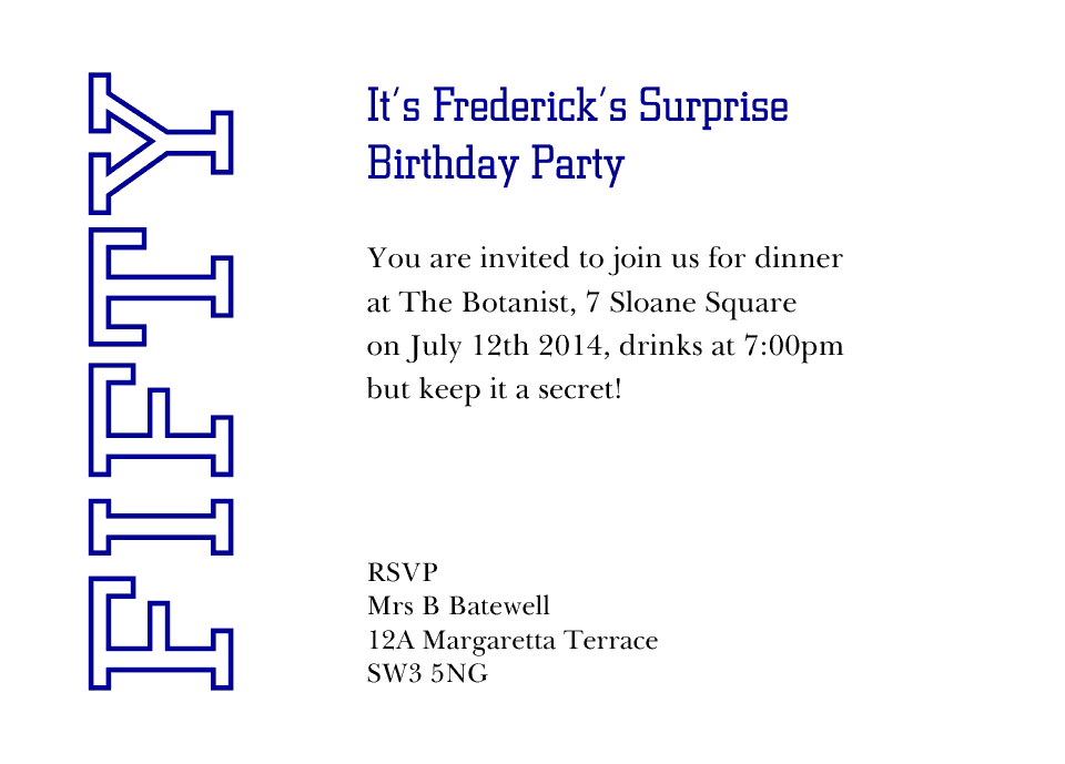 Frederick A6 Birthday Party Invites | Design, proof and buy online | Personalised Stationery