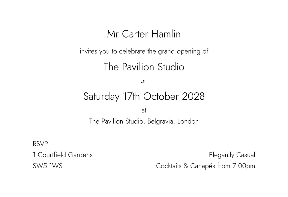 "Belgravia - DQ Invitation Cards"