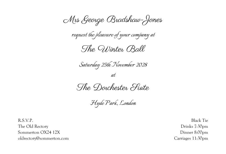 "Dorchester - DQ Invitation Cards"