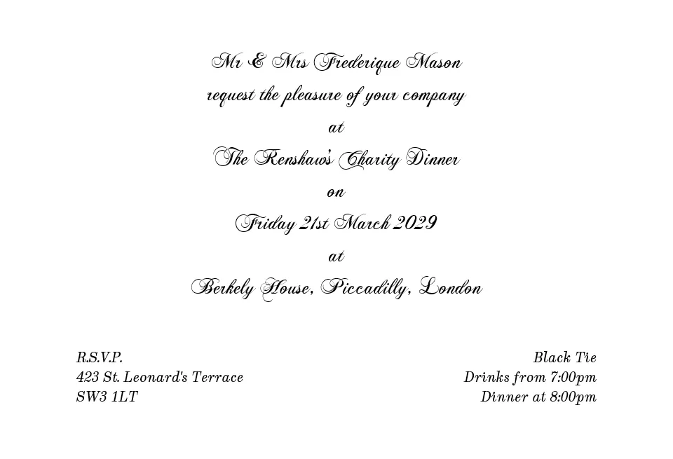 "Piccadilly - DQ Invitation Ultra Cards"