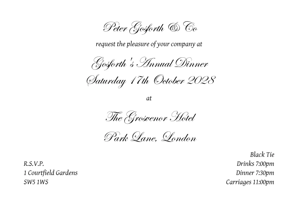 "The Grosvenor - DQ Invitation Cards"