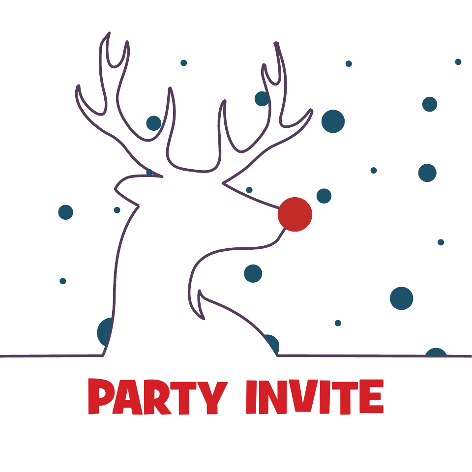 Eat Drink Merry Deer 120mm Square Folded Invites | Design, proof and buy online | Personalised Stationery