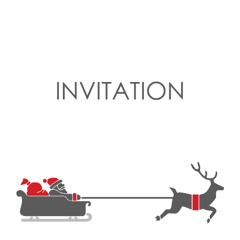 Santa Deer 120mm Square Folded Invites | Design, proof and buy online | Personalised Stationery