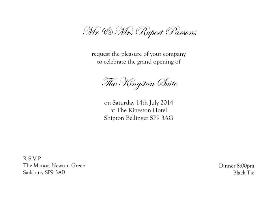 Personalised Stationery : A6 Invitation Cards : Kingston