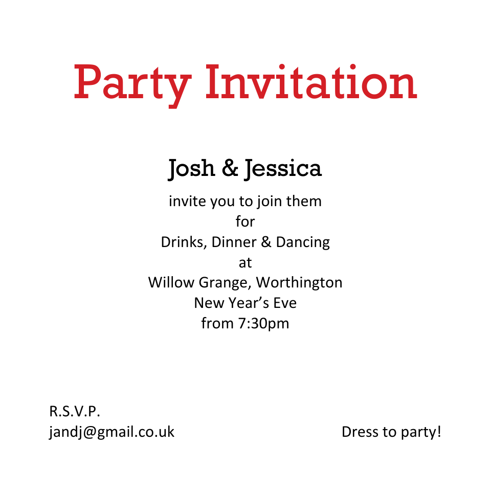 I Love NYE Double Sided Party Invites | Design, proof and buy online | Personalised Stationery