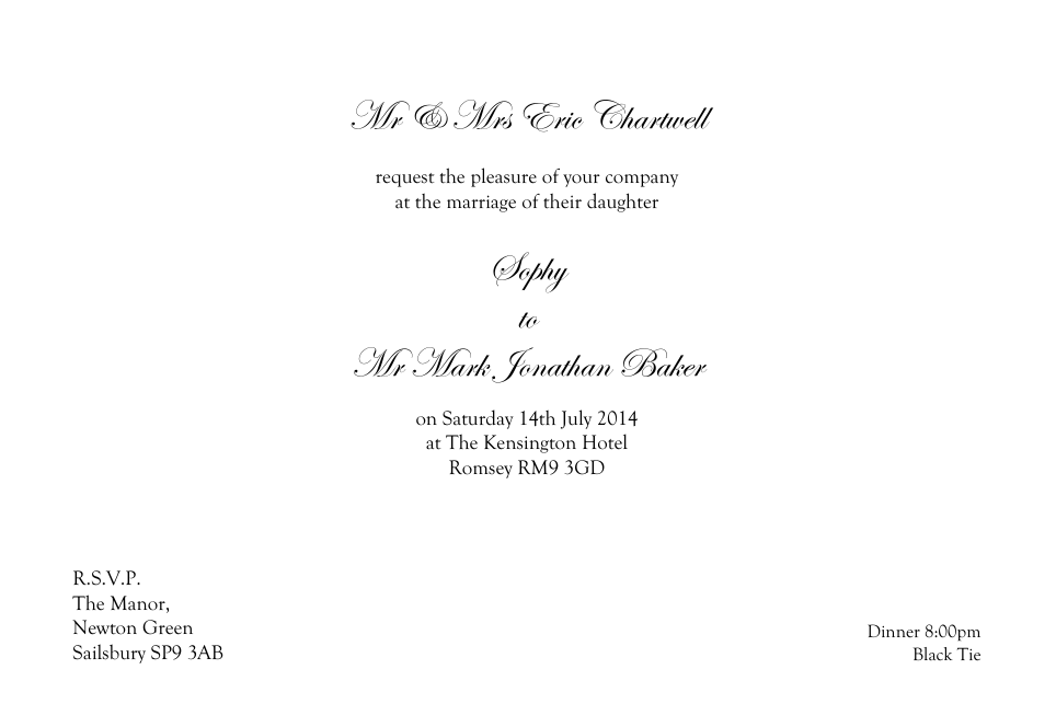 Personalised Stationery : Demi Quarto Wedding Invitations : Chartwell