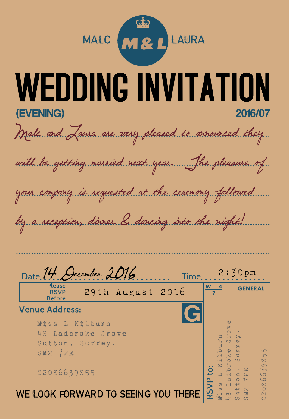 Personalised Stationery : Demi Quarto Wedding Invitations : Ration