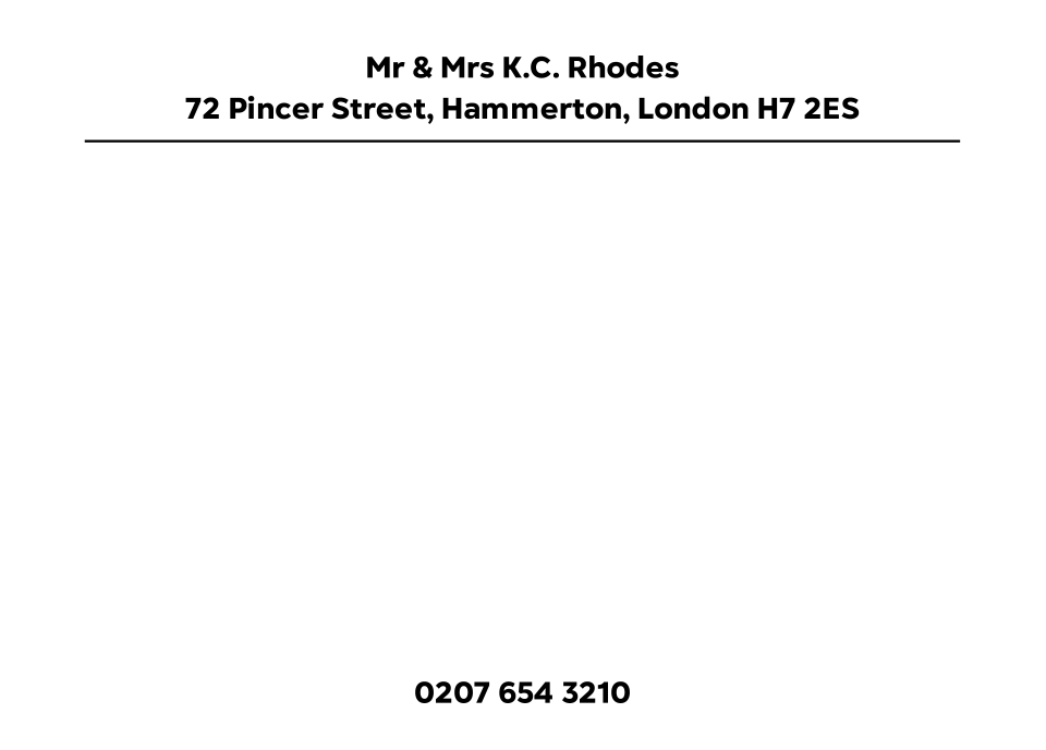 Personalised Stationery : A6 Smooth Wove Hot Foil : Hammerton