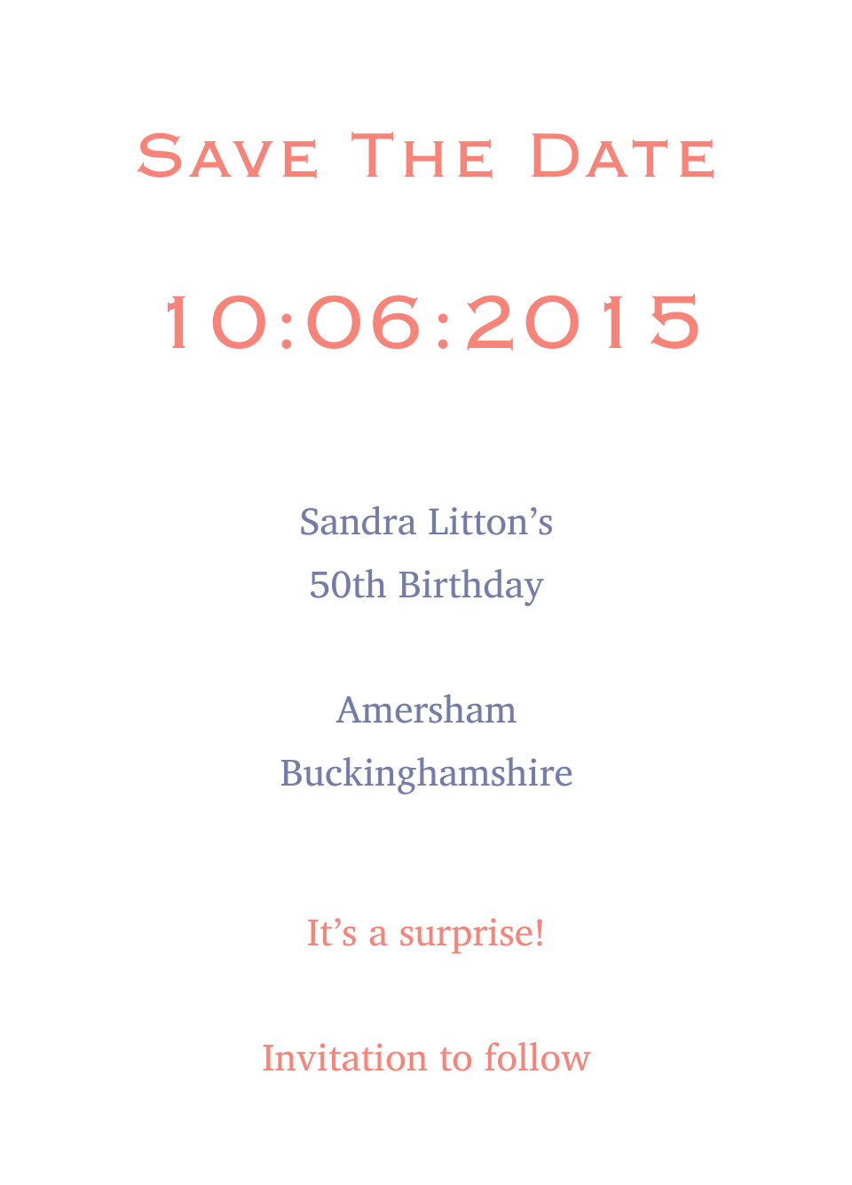 Personalised Stationery : A6 Save the Date Cards : Amersham