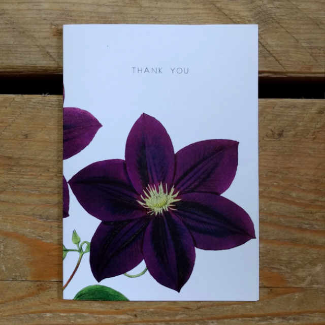 Personalised Stationery : A6 Note Card : Purple Clematis