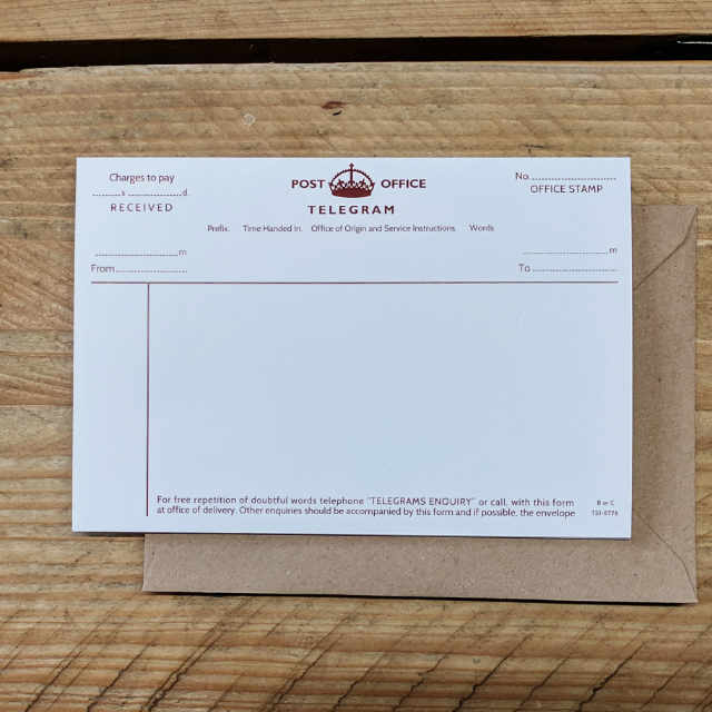 Personalised Stationery : Demi Quarto Postcard : Telegram