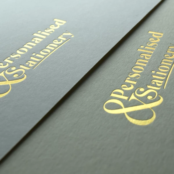 Hot Foil Printing - Feel the shine - Gold Foiling adds a tactile finish to your stationery along with a glittering shine - and it doesn't have to be gold; other colour foils are available.
