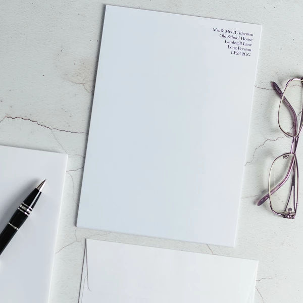 Letterhead Notepaper - Luxurious Letterheads in a wide range of grades and sheet sizes.